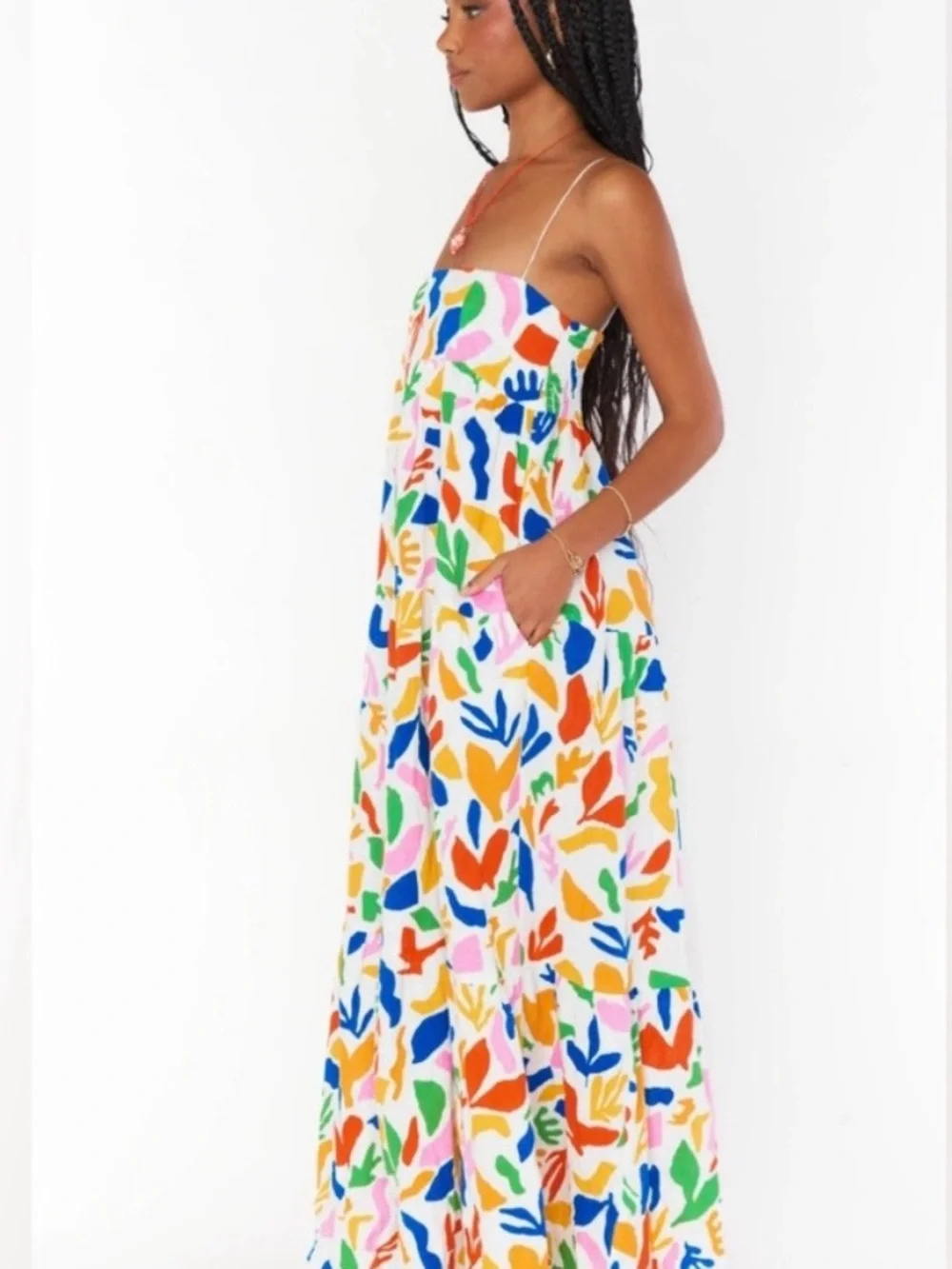 Show Me Your MuMu White Maxi Dress with Multicolor Abstract Print - Picture 2 of 5